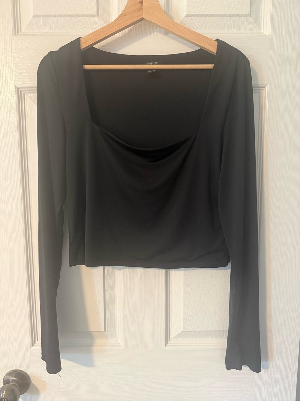 3/$20 Forever 21 Black Long-Sleeve Draped Cowl Neck Top
